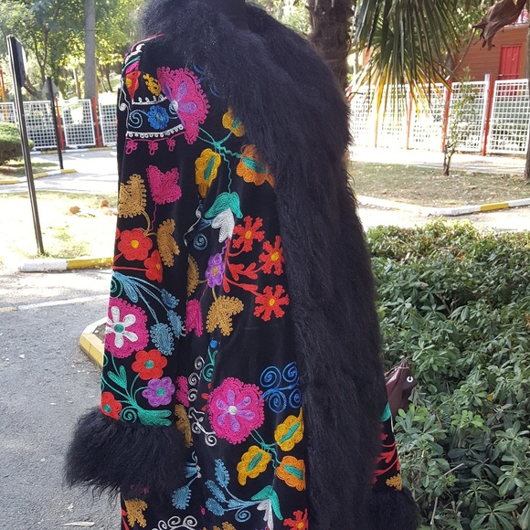 handmade Jackets & Blazers - Suzani Embroidered Shearling Coat